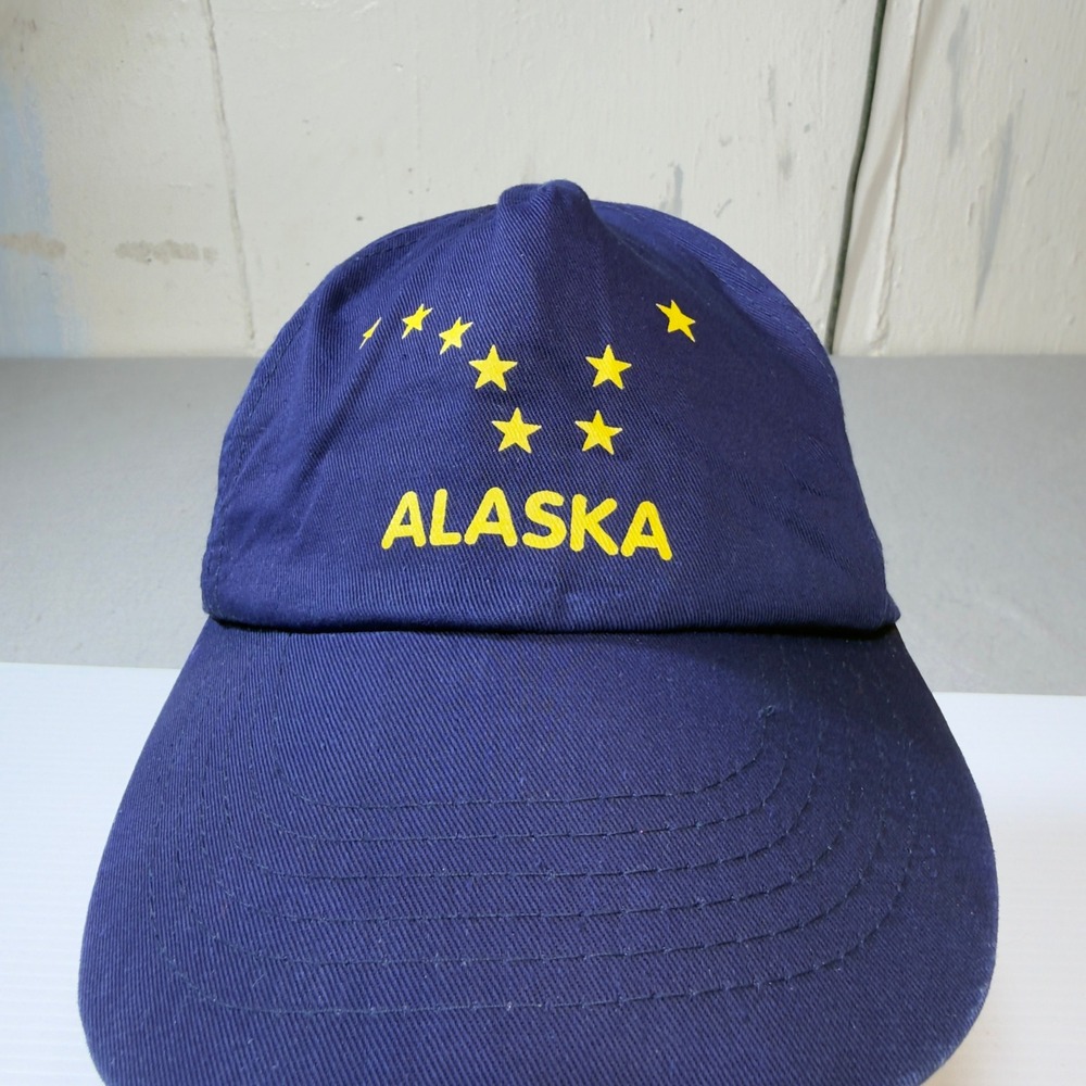 Vintage Alaska Flag Hat Cap 90s Snapback Embroidered Stars Blue Souvenir